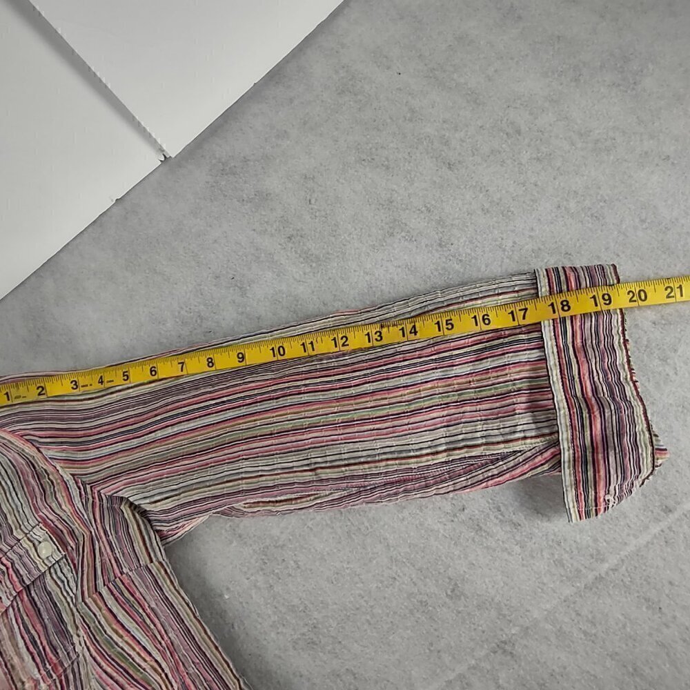 Liz Claiborne Womens Multi Color Striped Button Down Cotton Blend Shirt Size PM - Picture 11 of 14